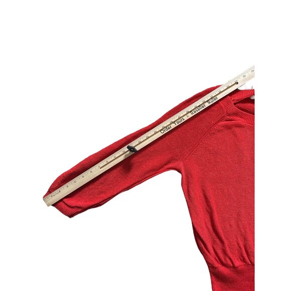 Banana Republic Womens Sweater S Red Knit Raglan Sleeves Linen Bamboo Blend - Picture 4 of 5